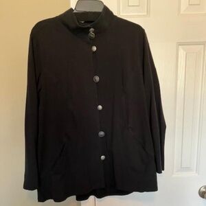 Soft Surroundings Black Della Mock Neck Button Front Jacket 1X